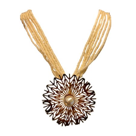 Dark Antique Gold Set with Synthetic Pearl Mala (Necklace + Earring)