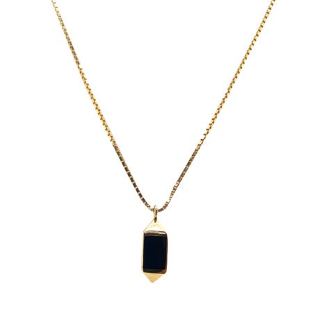 Black Stone Studded Fancy Pendant Set With Earrings (Chain Included)