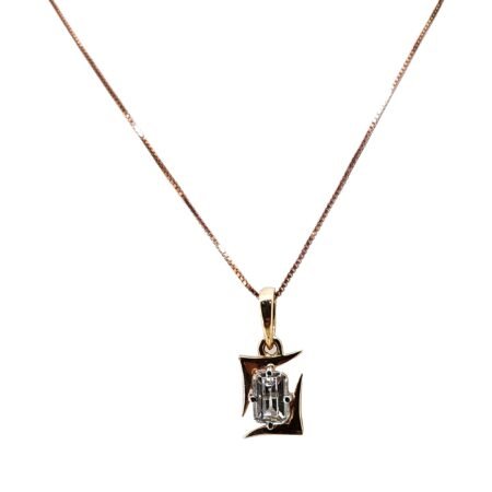 Fancy 18ct Rose Gold Pendant & Earrings with CZ Stone(3.4 grams)