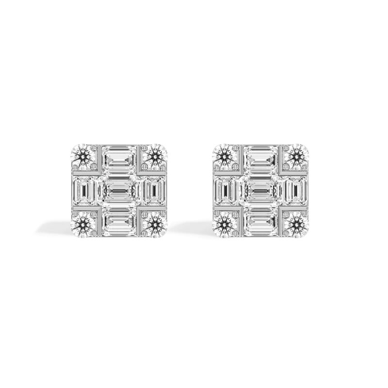 0.39ct Square Gemstone Earrings A1 WG