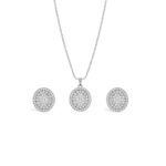 0.60ct Double Halo Pendant Set With Earrings A1 WG