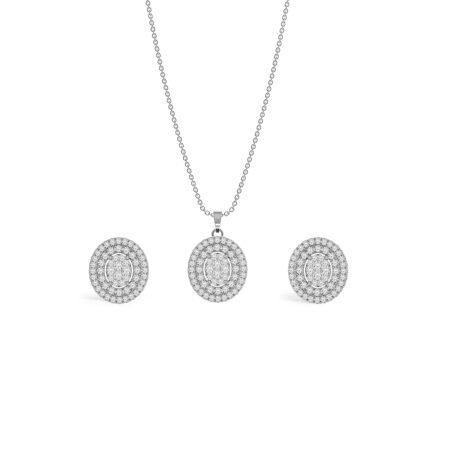 0.60ct Double Halo Pendant Set With Earrings (Chain Not Included)