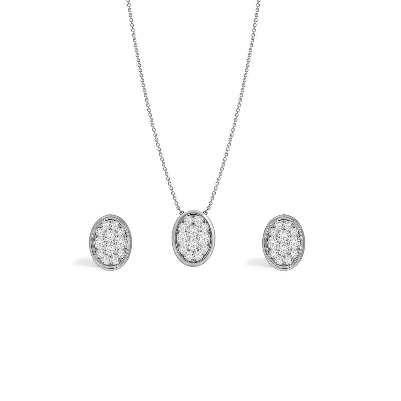 0.83ct Oval Diamond Pendant Set With Earrings A1 WG