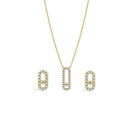 22ct Minimalist Diamond Halo Frame Pendant Set With Earrings (Chain Not Included)