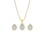 18ct Pear Halo Pendant Set With Earrings A1 WG