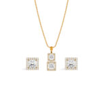 18ct Princess Cut Sparkle Pendant Set A1 YG