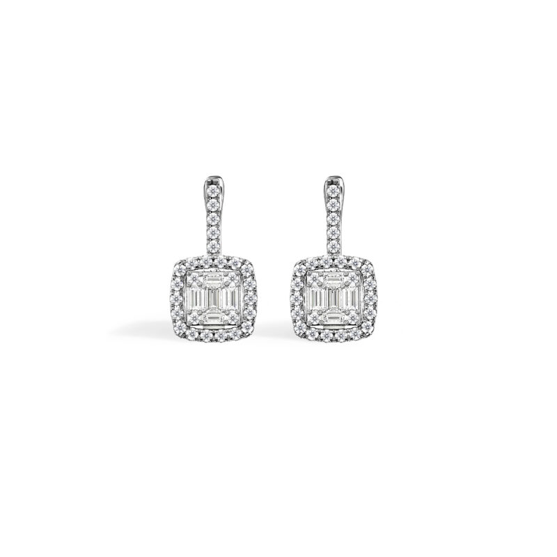 3.55ct Halo Diamond Earrings A1 WG