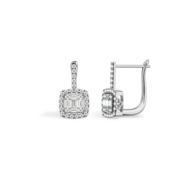 3.55ct Halo Diamond Earrings A2 WG