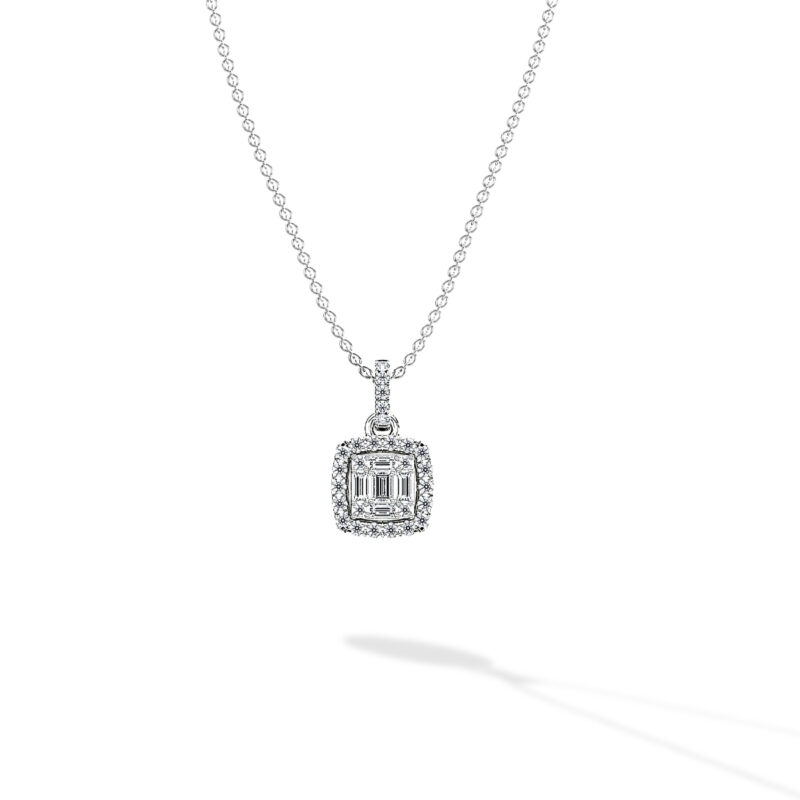 3.80ct Halo Diamond Pendant Set With Earrings A2 WG