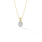 Elegant Oval Halo Floral Diamond Pendant YG A1