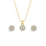 Luminous Round Cluster Pendant Set With Earrings A1 YG