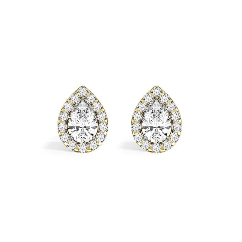 Pear Halo Diamond Earrings A1 YG 1