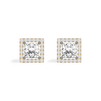 Princess Cut Sparkle Earrings A1 YG 1