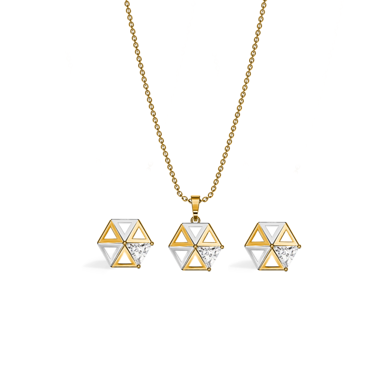 TRIANGULAR FACET DIAMOND PENDANT SET A1