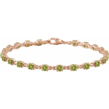 14k Rose Natural Peridot 7 1/4' Line Bracelet