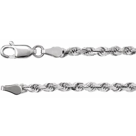14k White 2.8 Mm Diamond-cut Rope 7' Chain