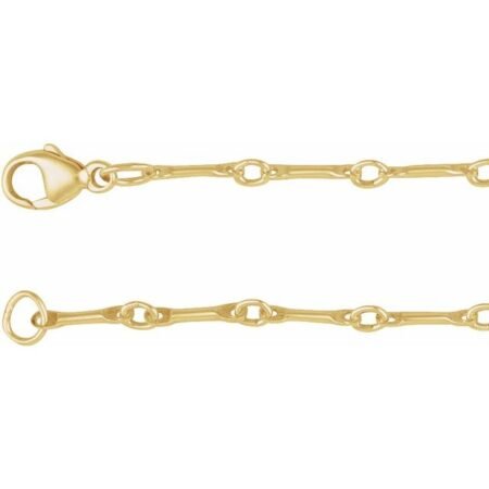 14k Yellow 2.4 Mm Bar Link 7' Chain