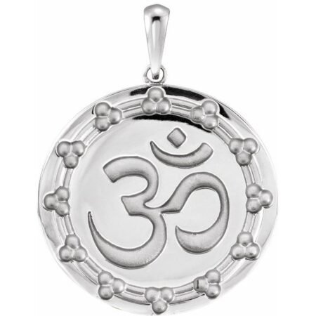 14k White Om Pendant