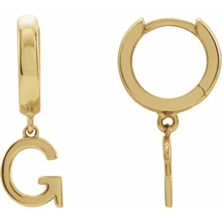 18k Yellow Initial G Hinged Huggie Earring