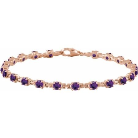 14k Rose Natural Amethyst 7 1/4' Line Bracelet