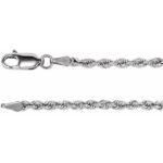 14k White 2.5 Mm Rope 16' Chain