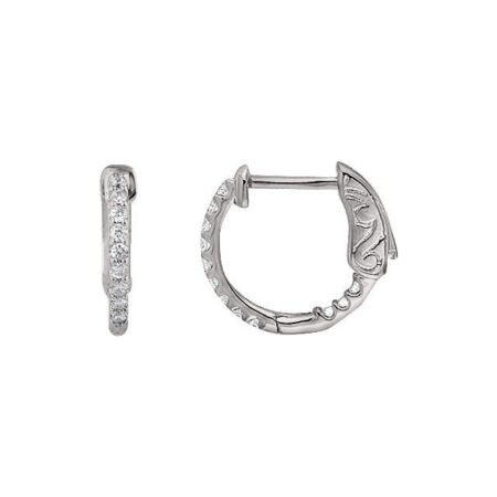 Platinum 1/4 Ctw Natural Diamond Inside-outside 14.5 Mm Hinged Hoop Earrings