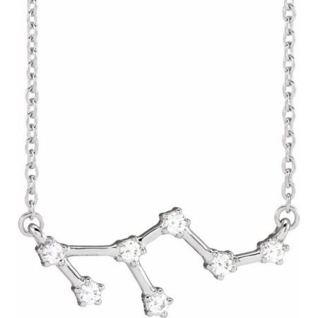 14k White 1/6 Ctw Natural Diamond Leo 16-18' Necklace
