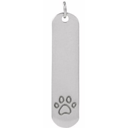 Sterling Silver Engravable Paw Print Pendant
