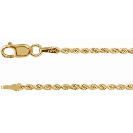 14k Yellow 1.6 Mm Diamond-cut Rope 7' Chain