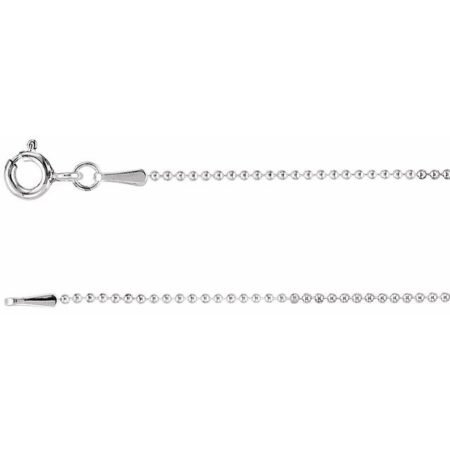 14k White 1 Mm Hollow Bead 16' Chain