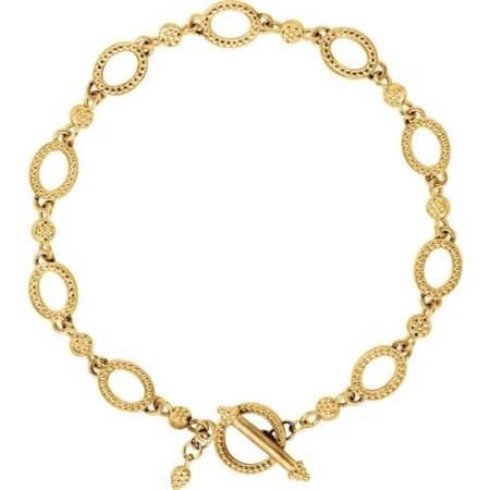14k Yellow Granulated Link 7 1/2' Bracelet