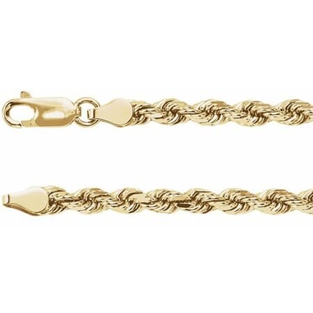 14k Yellow 3.9 Mm Diamond-cut Rope 18' Chain
