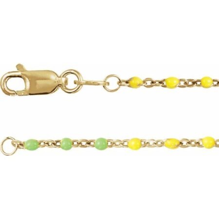 14k Yellow Gold-filled 1.7 Mm Multicolor Enamel Bead Cable 7' Chain