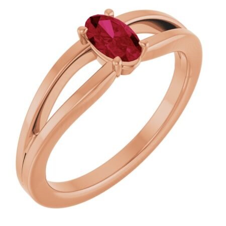 14k Rose Natural Ruby Youth Solitaire Ring