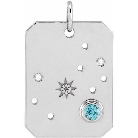 Sterling Silver Natural Blue Zircon & .01 Ctw Natural Diamond Scorpio Constellation Pendant