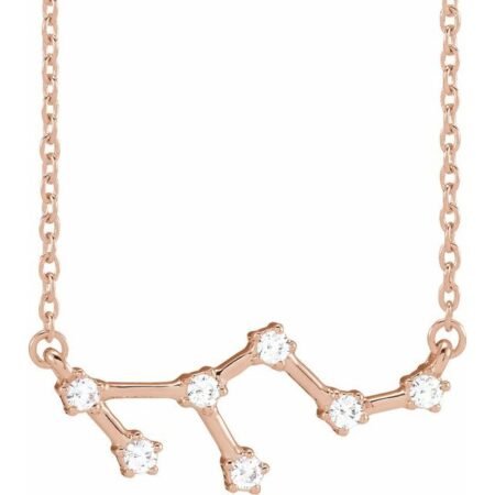 14k Rose 1/6 Ctw Natural Diamond Leo 16-18' Necklace