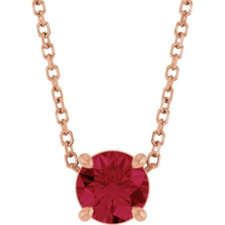 14k Rose 5.5 Mm Lab-grown Ruby 16-18' Necklace