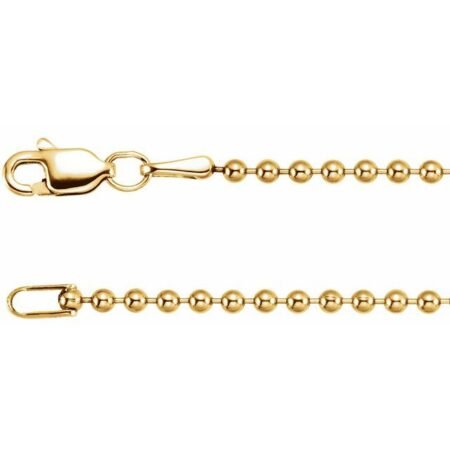 14k Yellow 1.8 Mm Hollow Bead 7' Chain