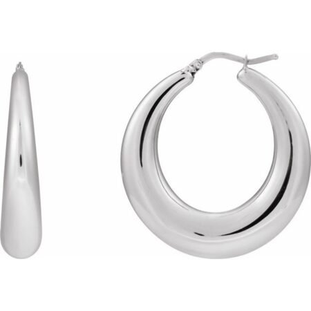 Sterling Silver 37.2 Mm Electroform Puffed Hoop Earrings