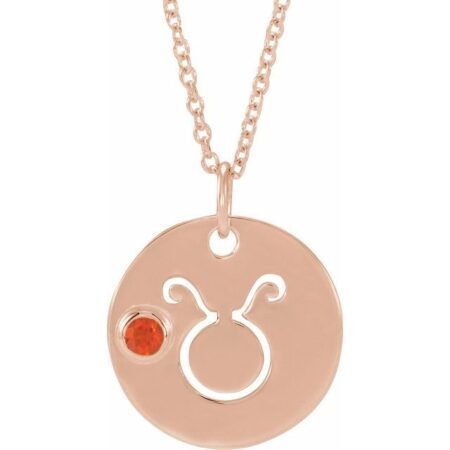 14k Rose Natural Mexican Fire Opal Taurus Zodiac 16-18' Necklace