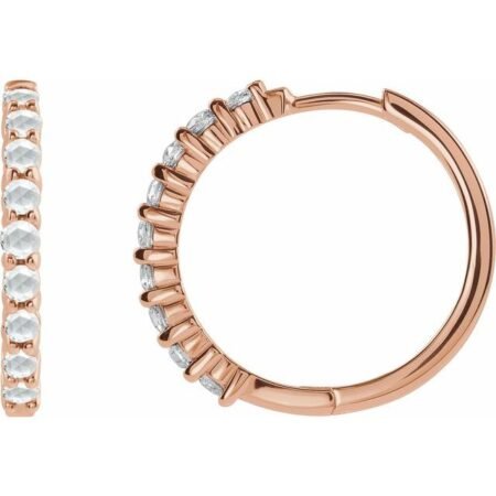 14k Rose 1/6 Ctw Rose-cut Natural Diamond 20 Mm  Hoop Earring