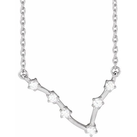 14k White 1/8 Ctw Natural Diamond Pisces 16-18' Necklace