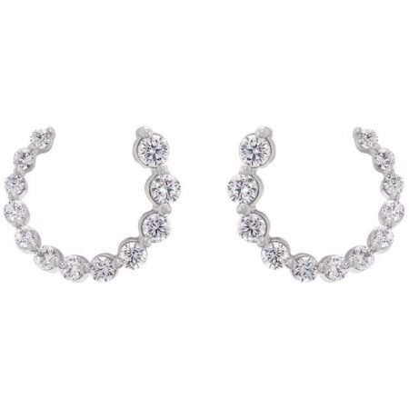 14k White 1/2 Ctw Lab-grown Diamond Front-back Earrings