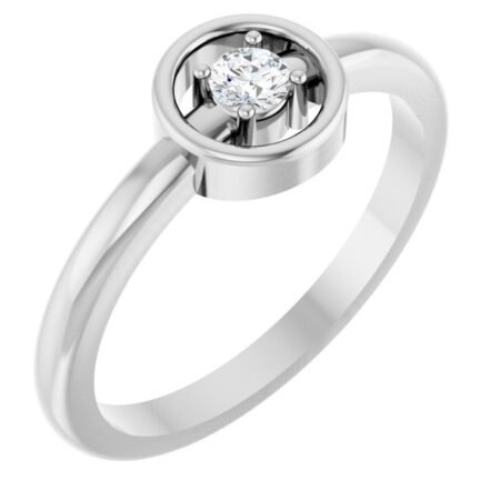 1/10 Ct Natural Diamond Sterling Silver Ring