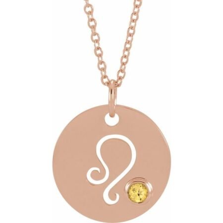14k Rose Natural Citrine Leo Zodiac 16-18' Necklace