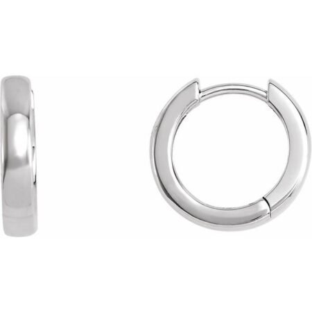 14k White 14 Mm Hoop Earrings