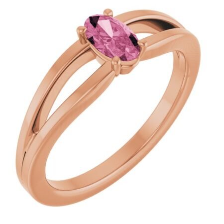 14k Rose Natural Pink Tourmaline Youth Solitaire Ring
