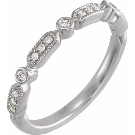 14k White 1/8 Ctw Natural Diamond Anniversary Band