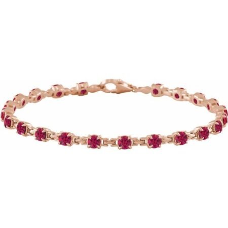 14k Rose Lab-grown Ruby 7 1/4' Line Bracelet
