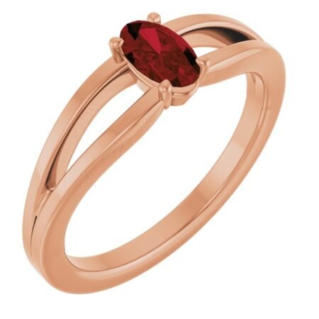 14k Rose Natural Mozambique Garnet Youth Solitaire Ring